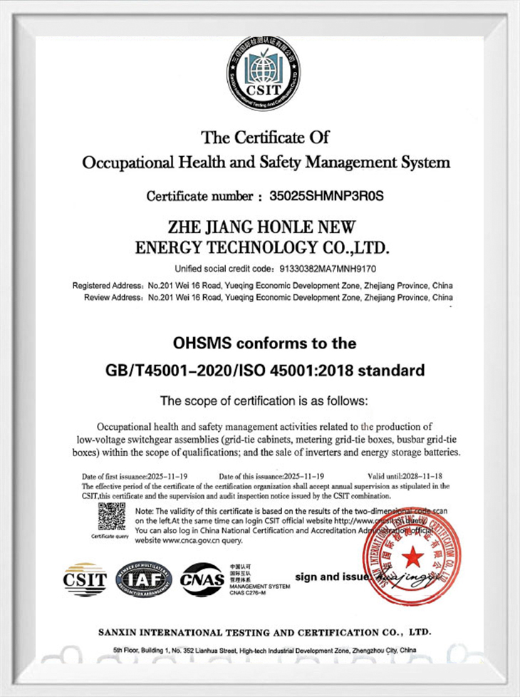 The Certificate Of Occupational Health and Safety Management System